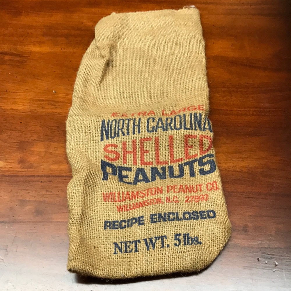 Burlap Bag North Carolina Shelled Peanuts  Five lbs.